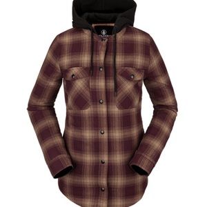 Volcom Women's Hooded Flannel Jacket size medium excellent condition NWT